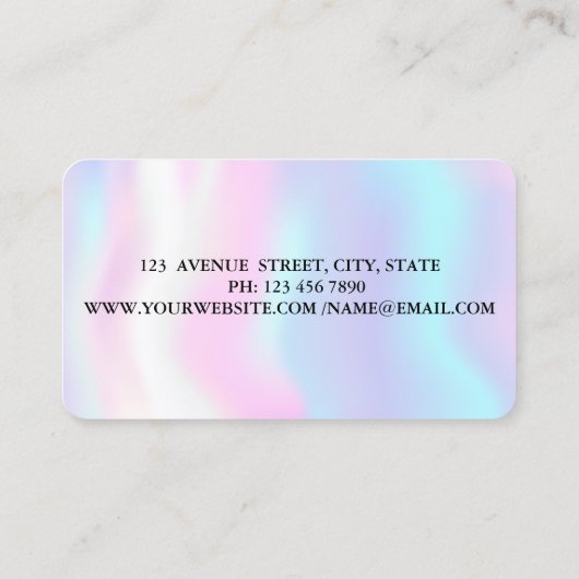 Modern Stijlvol, holografisch, hairdroger, Hair Sa Visitekaartje (Achterkant)