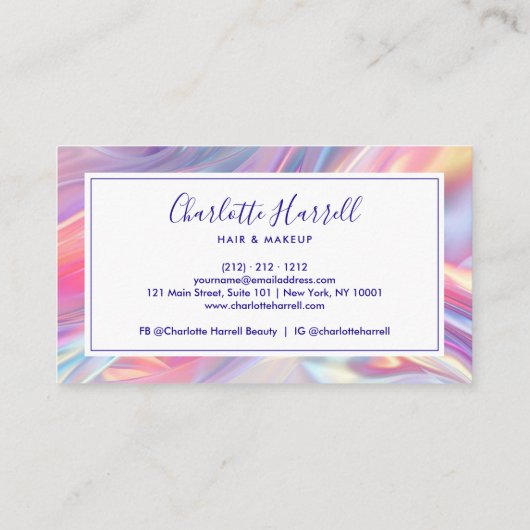 Modern Stijlvol Holografisch Script Visitekaartje (Achterkant)