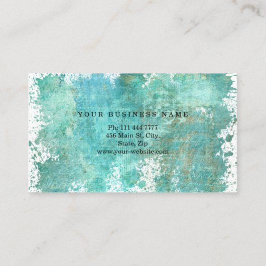 Modern Stijlvol hout Waterverf Turquoise Visitekaartje (Achterkant)