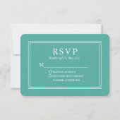 Modern stijlvol huwelijk Blauwgroen RSVP Kaartje (Voorkant)