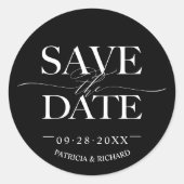 Modern stijlvol huwelijk sparen de datum ronde sticker (Voorkant)