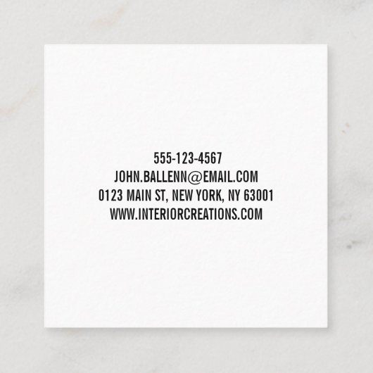 Modern stijlvol interieur design Visitekaartje (Achterkant)