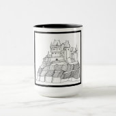Modern Stijlvol Kasteel Zwart-Wit Ringer 15oz Mok (Midden)