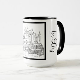 Modern Stijlvol Kasteel Zwart-Wit Ringer 15oz Mok