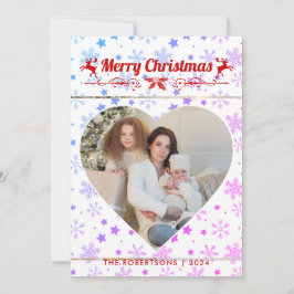 Modern Stijlvol Kerstscript Familie Hartfoto Feestdagenkaart