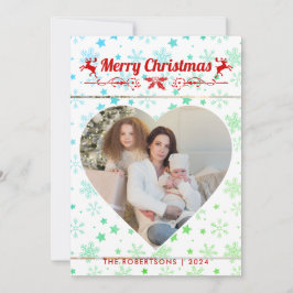Modern Stijlvol Kerstscript Familie Hartfoto Feestdagenkaart