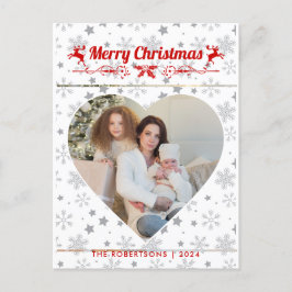 Modern Stijlvol Kerstscript Familie Hartfoto Feestdagenkaart