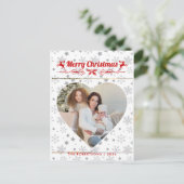 Modern Stijlvol Kerstscript Familie Hartfoto Feestdagenkaart (Staand voorkant)