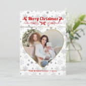 Modern Stijlvol Kerstscript Familie Hartfoto Feestdagenkaart (Staand voorkant)
