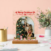 Modern Stijlvol Kerstscript Familiefoto Acryl Bord (Huwelijk)