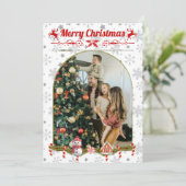 Modern Stijlvol Kerstscript Familiefoto Feestdagenkaart (Staand voorkant)