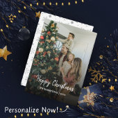 Modern Stijlvol Kerstscript Familiefoto Feestdagenkaart