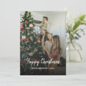 Modern Stijlvol Kerstscript Familiefoto Feestdagenkaart (Staand voorkant)