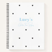 Modern Stijlvol Liefdeshart Blauw Blank Recept Boe Notitieboek (Voorkant)