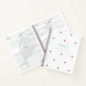 Modern Stijlvol Liefdeshart Blauw Blank Recept Boe Notitieboek (Binnen)