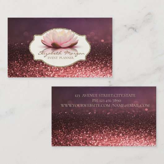 Modern stijlvol, Lijst Lotus Flower Glitter Bokeh Visitekaartje (Voorkant / Achterkant)