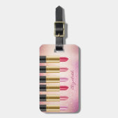 Modern stijlvol - lipsticks, glitter, persoonlijk bagagelabel (Voorkant verticaal)