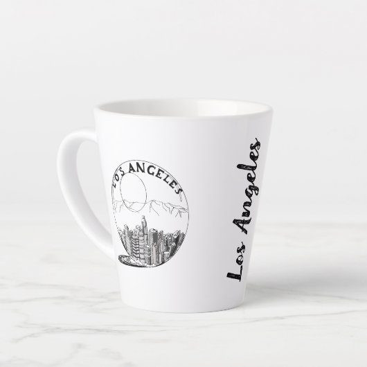 Modern stijlvol Los Angeles Sity Black White Latte Mok (Linkerhoek)