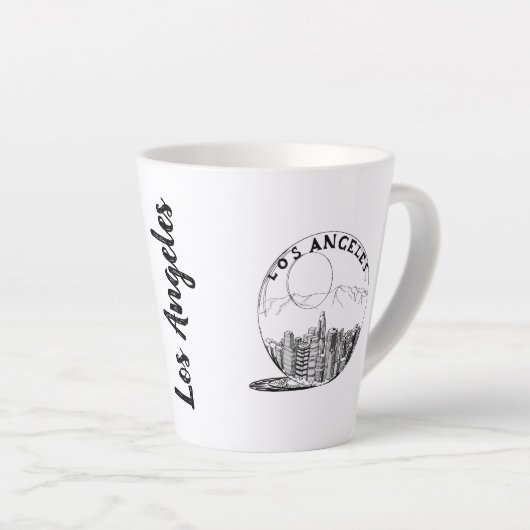 Modern stijlvol Los Angeles Sity Black White Latte Mok (Rechterhoek)