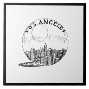 Modern stijlvol Los Angeles Sity Black White Tegeltje
