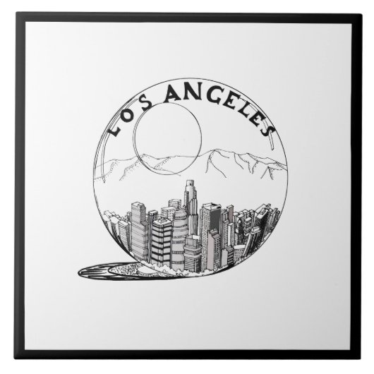 Modern stijlvol Los Angeles Sity Black White Tegeltje (Voorkant)