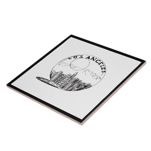 Modern stijlvol Los Angeles Sity Black White Tegeltje (Zijkant)
