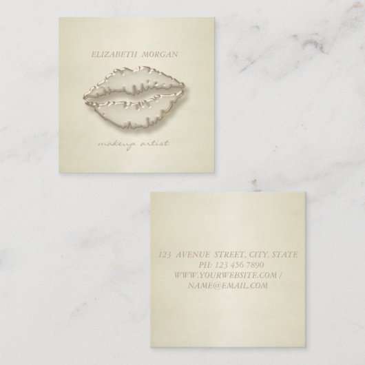 Modern Stijlvol, Makeup Kunstenaar, Lips Vierkante Visitekaartje (Voorkant / Achterkant)