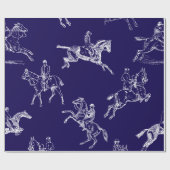 Modern Stijlvol Marine Blauw Paardrijden Toile Cadeaupapier (Vlak)