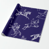 Modern Stijlvol Marine Blauw Paardrijden Toile Cadeaupapier (Uitgerold)