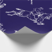 Modern Stijlvol Marine Blauw Paardrijden Toile Cadeaupapier (Hoek)