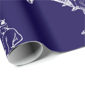 Modern Stijlvol Marine Blauw Paardrijden Toile Cadeaupapier (Rol Hoek)