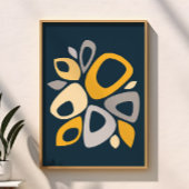 Modern stijlvol marineblauw mosterd Abstract Poster