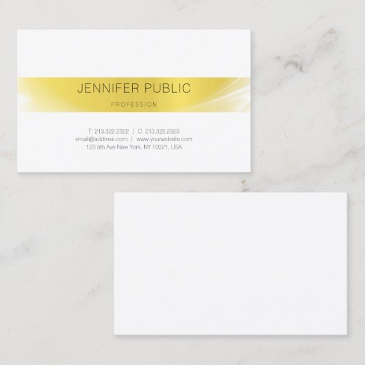 Modern stijlvol minimalistisch design gouden luxe visitekaartje (Voorkant / Achterkant)