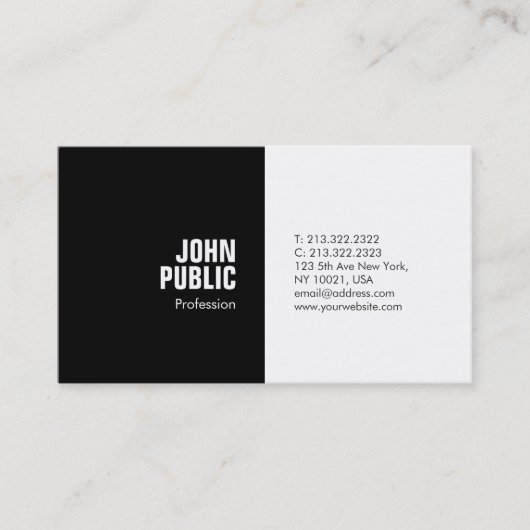 Modern stijlvol, minimalistisch ontwerp voor zwart visitekaartje (Voorkant)