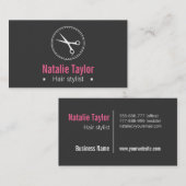 Modern, stijlvol, minimalistisch, zwart, haarstijl visitekaartje (Voorkant / Achterkant)
