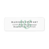 Modern stijlvol Mint Green Brush Monogram Etiket (Voorkant)