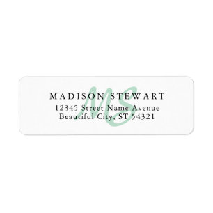 Modern stijlvol Mint Green Brush Monogram Etiket