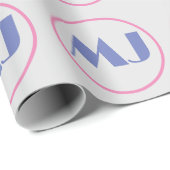 Modern Stijlvol Monogram Blauw Initiaal Letters Gr Cadeaupapier (Rol Hoek)