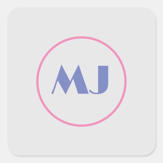 Modern Stijlvol Monogram Blauw Initiaal Letters Gr Vierkante Sticker (Voorkant)