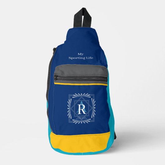 Modern stijlvol monogram blauw sling bag (Voorkant)