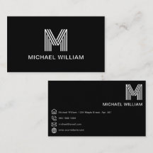 Modern Stijlvol Monogram Eenvoudig Slank Zwart