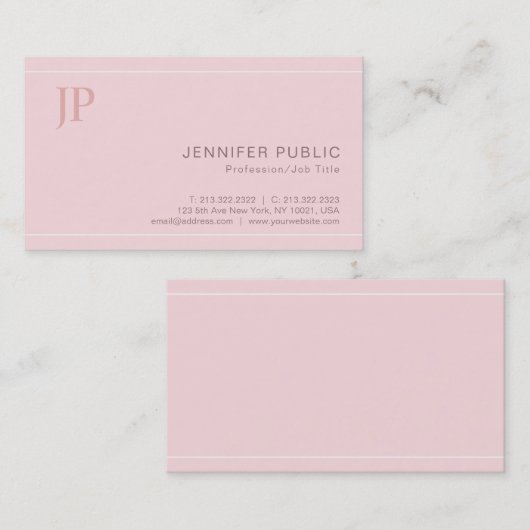 Modern stijlvol monogram Elegant Roze Consultant Visitekaartje (Voorkant / Achterkant)