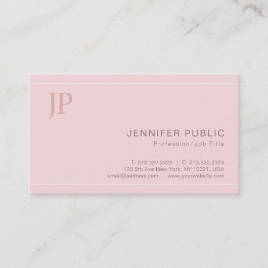 Modern stijlvol monogram Elegant Roze Consultant Visitekaartje (Voorkant)