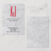 Modern Stijlvol Monogram grijs Rood Trendy Visitekaartje (Voorkant / Achterkant)