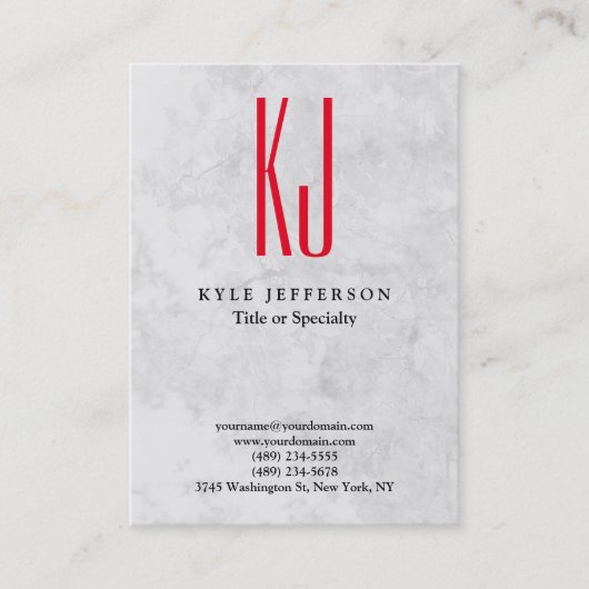 Modern Stijlvol Monogram grijs Rood Trendy Visitekaartje (Voorkant)
