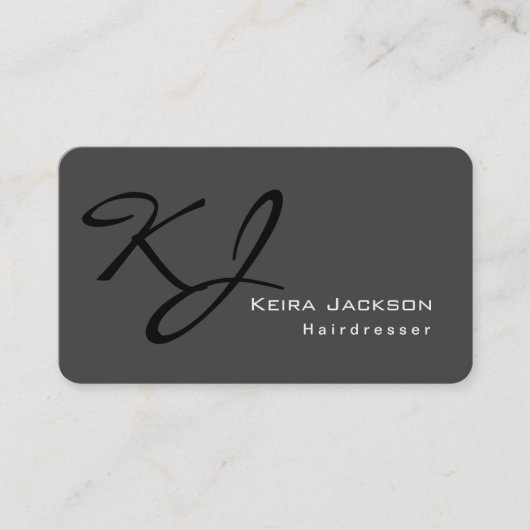 Modern stijlvol monogram grijs visitekaartje (Voorkant)