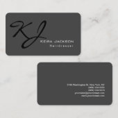 Modern stijlvol monogram grijs visitekaartje (Voorkant / Achterkant)
