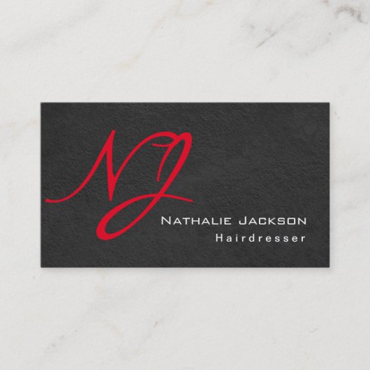 Modern stijlvol monogram grijze textuur Hairdresse Visitekaartje (Voorkant)
