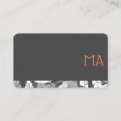 Modern stijlvol monogram / grijze veren trim visitekaartje (Voorkant)