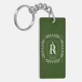 Modern stijlvol monogram groen sleutelhanger (Voorkant Links)
